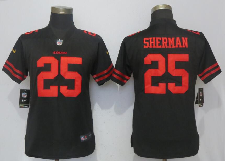 Women San Francisco 49ers #25 Sherman Black Nike Vapor Untouchable Playe NFL Jerseys